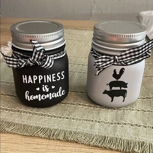 🤎Black and Gray Decorative Jars with Gingham Bows